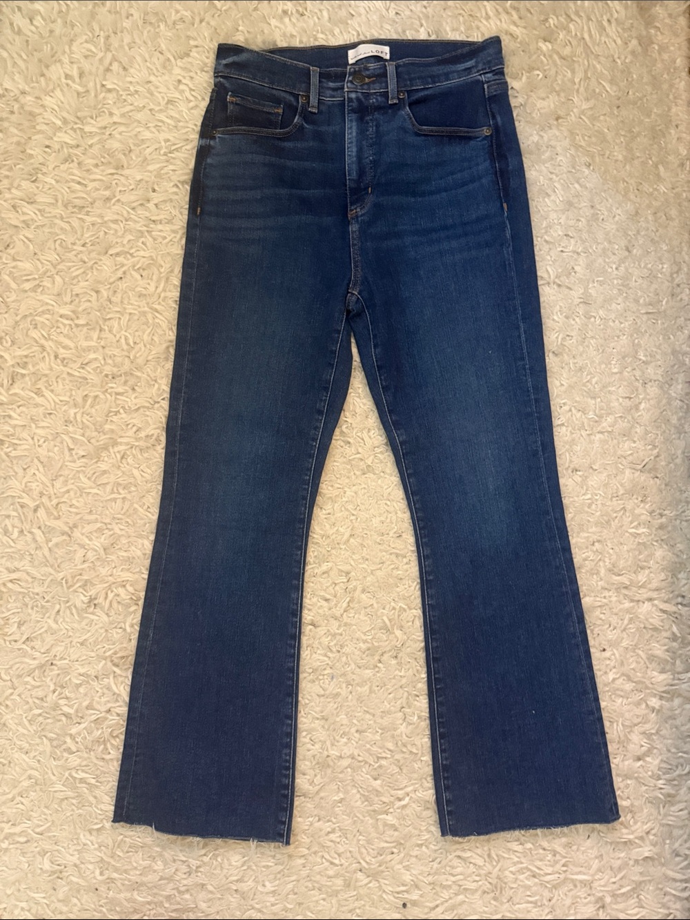 LOFT Dark Blue Flare Cropped Jeans